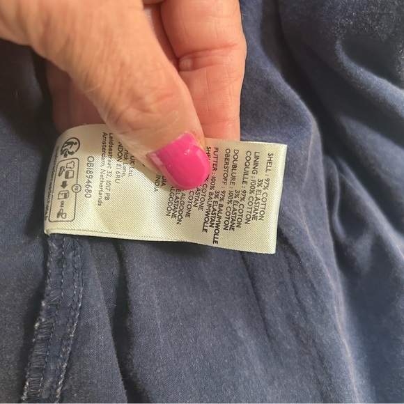 Free People Navy Blue Button up Peplum Shirt or Jacket Size Medium - Picture 7 of 8